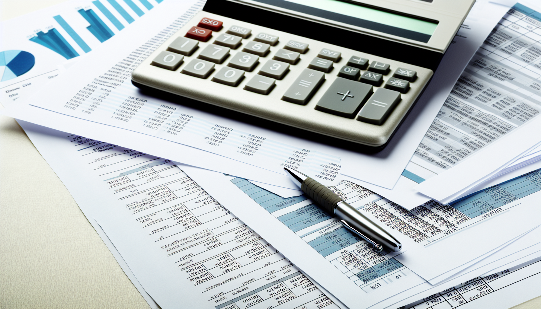 Financial documents and calculator