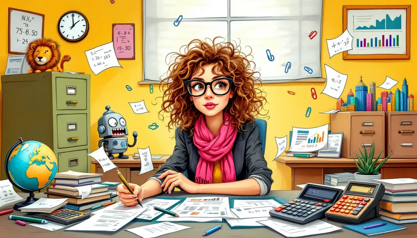 A professional bookkeeper preparing financial statements.